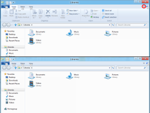 Screenshot of Explorer 'Ribbon' collapsed and uncollapsed